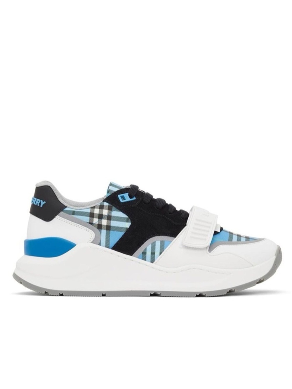 Burberry Blue Check Ramsey Low Top Sneakers, Size EU 43 New in Box